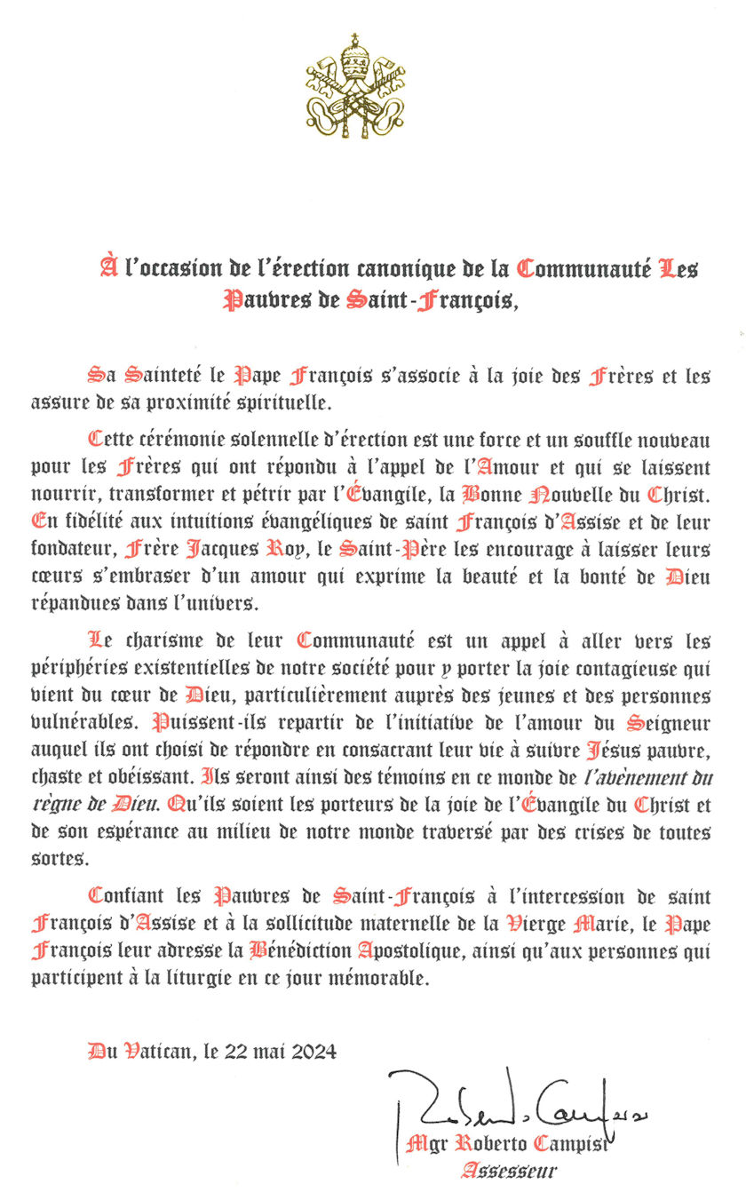 bénédiction pape François
